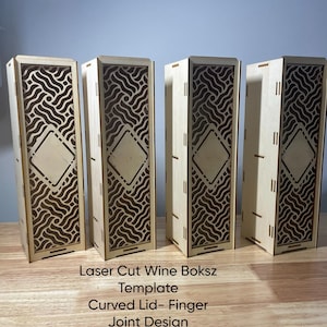 Laser Cut Wine Box SVG – Decorative Gift Box Template with Finger Joints – 3mm Plywood Vector for Wine Bottle – Digital Download