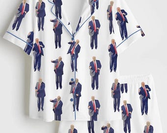 America 47th Trumpp Satin Pajama Set, USA Pajama Nightwear Set Trumpp Fans, Pajama Sleepwear Set for Her Women