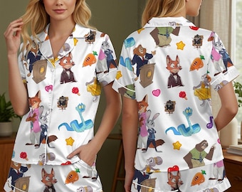 Zootopia Nick Wilde Pajamas Set Disneyland, Judy Hopps and Nick Wilde Pajamas Set, Zootopia2 Nightwear, Disneyland Family Trip Shirt