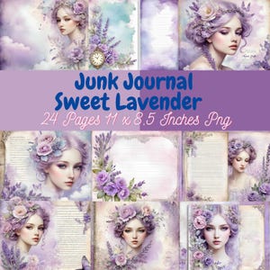 24 Junk Journal, lavender, sweet lavender, png