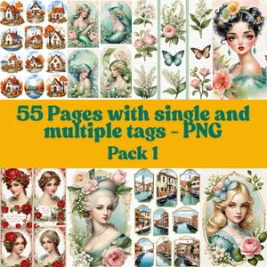 Tags Pack 1, Diario spazzatura, Junk journal, Decoupage, Scrapbooking