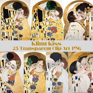 23 Klimt kiss, digital papers, scrapbooking, png