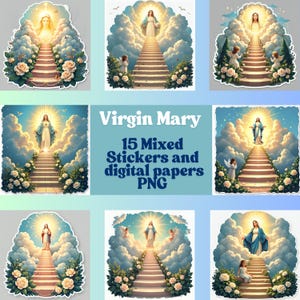 Virgin Mary, stickers, digital paper, scrapbooking, png