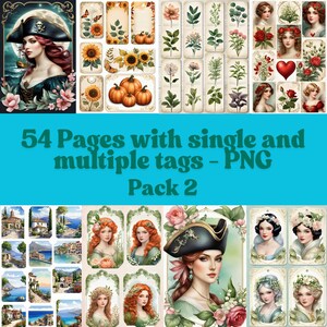 Tags Pack 2, digital paper, junk journal, scrapbooking, mixed, PNG