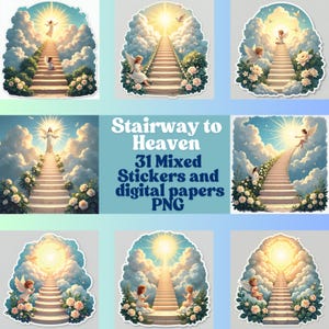 Stairway to heaven, stickers, digital papers, png