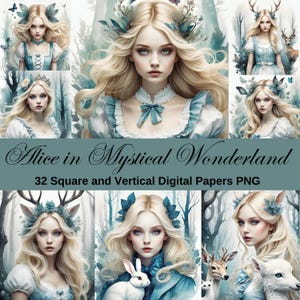 32 Digital paper, Alice in Mistycal Wonderland, png