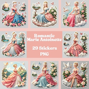 Stickers, romantic Marie Antoinette, scrapbooking, decoupage, PNG