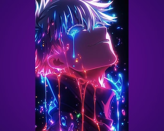 Satoru Gojo Jujutsu Kaisen Metal Poster - Glossy Aluminum Wall Art