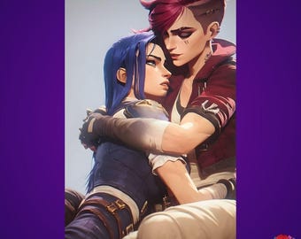 Vi and Caitlyn Kiramman Metal Poster - Arcane League of Legends Wall Art
