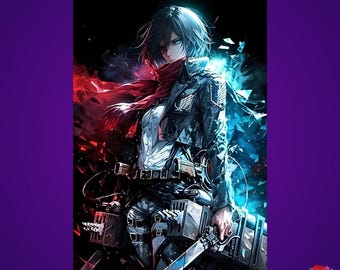 Mikasa Ackerman Metal Wall Art – Attack on Titan Anime Poster