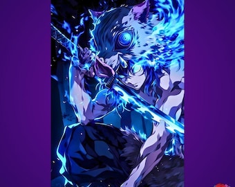 Inosuke Hashibira Metal Poster - Demon Slayer Anime Wall Art