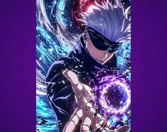 Satoru Gojo Metal Poster - Jujutsu Kaisen Glossy Aluminum Wall Art
