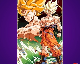 Son Goku Super Saiyan Metal Poster - Dragon Ball Glossy Aluminum Wall Art