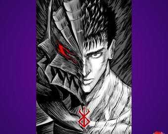 Guts Metal Poster - Berserk Anime Wall Art