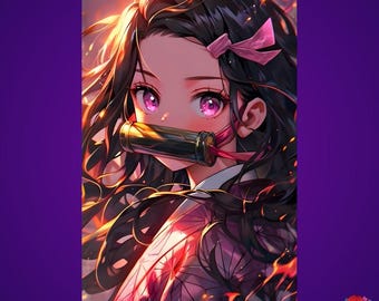 Nezuko Kamado Metal Poster - Demon Slayer Anime Wall Art