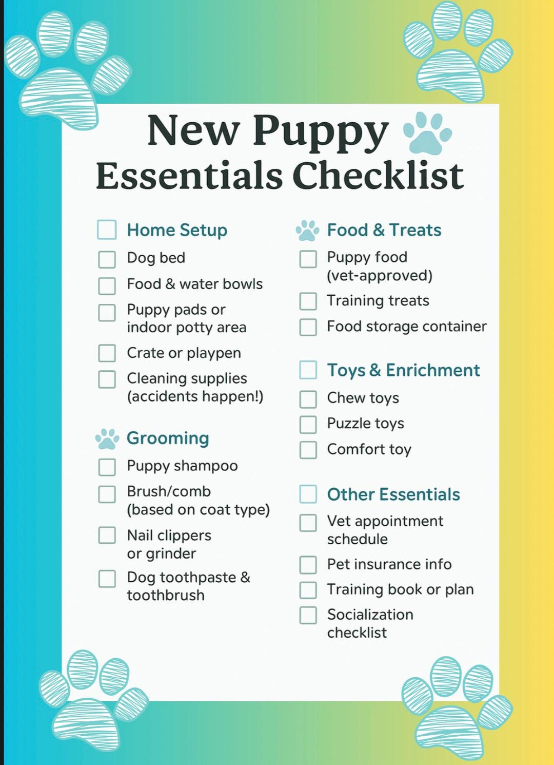 New Puppy Checklist | Printable Pet Care Planner | Puppy Essentials PDF ...