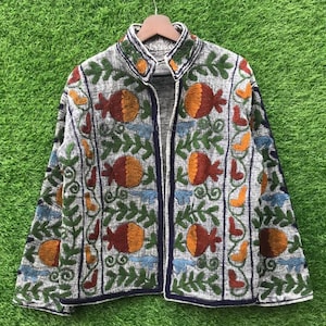 TNT Jacket, Handmade Suzani, Women Jacket, Embroidery Suzani Gift for Her, Indian Suzani Long Wrap House Coat Ethnic Boho Fashion, Gifts
