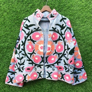 Handmade Cotton TNT Jacket Suzani Coat, TNT Embroidered Jacket for Women, Women WInter Jacket Hand Made, Indian Suzani Embroidered Jacket