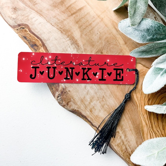 Cliterature Junkie Metal Bookmark, Spicy Romance Reader Gift, Smut Bookish Accessory, Spicy Book Lover Merch