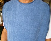 Terry Cloth Adult Bib Denim Blue Special Needs Shirt Protector