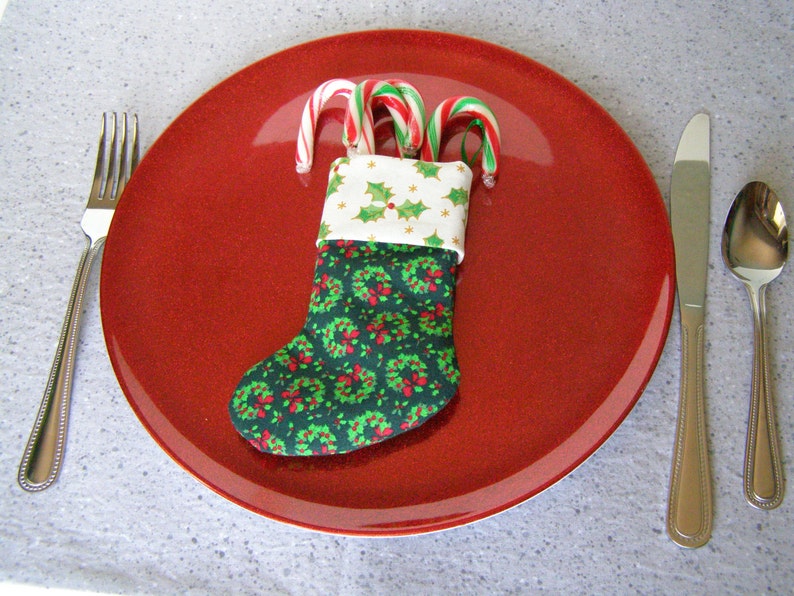 Christmas utensil holder Mini Stocking set of 2 Green Wreath & Etsy