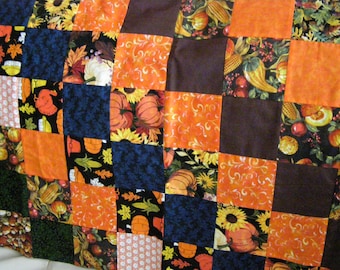 Fall Colors Lap Quilt Patchwork Stadium Blanket