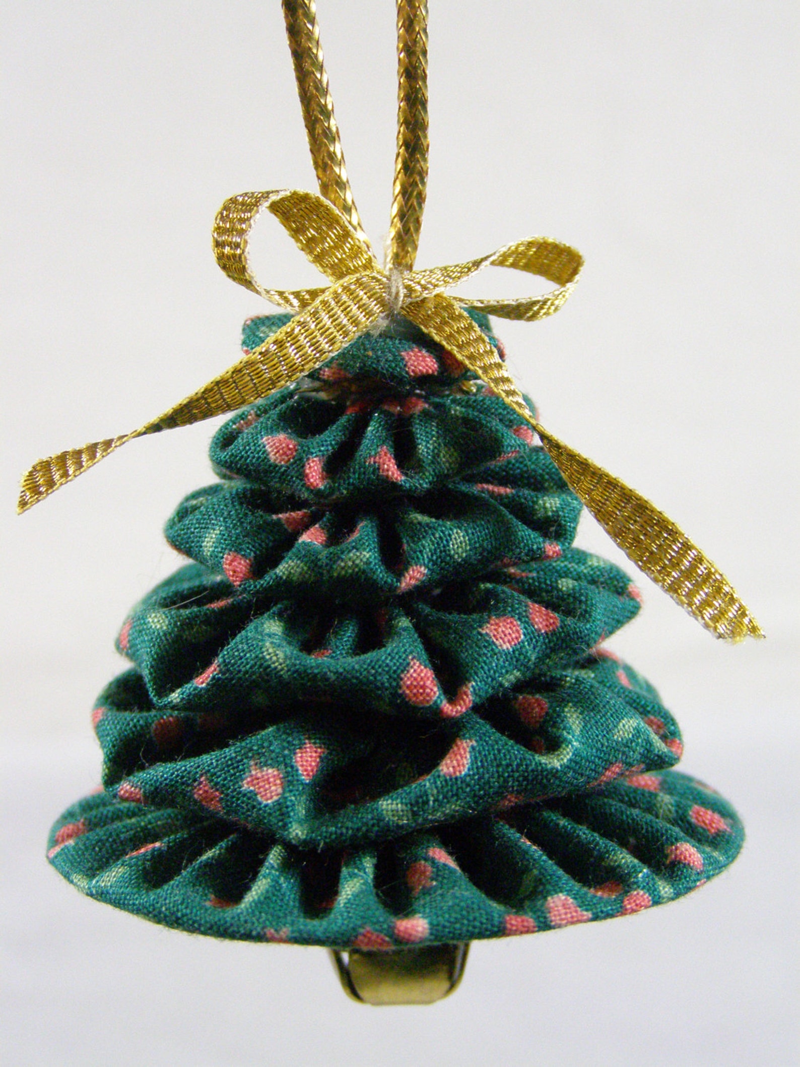 Christmas Tree Yo Yo ornaments set of 3 Teal calico prints Etsy