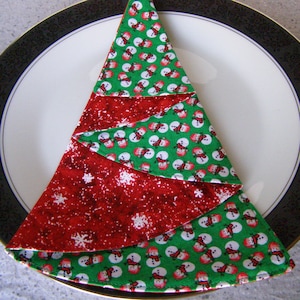 Christmas Tree Napkins Snowmen/Red set of 2