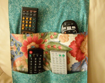 Remote Control Caddy teal floral 4 pocket