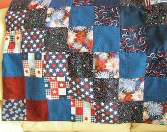 Stadium Blanket patriotic patchwork Lap Quilt