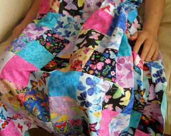 Stadium Blanket Lap Quilt butterflies Patchwork Throw