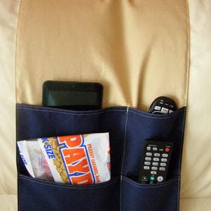 Remote Electronics Tablet Book 4 pocket Caddy tan/navy