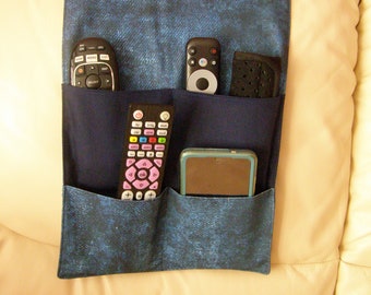 Organizador de control remoto con 4 bolsillos, aspecto denim azul marino