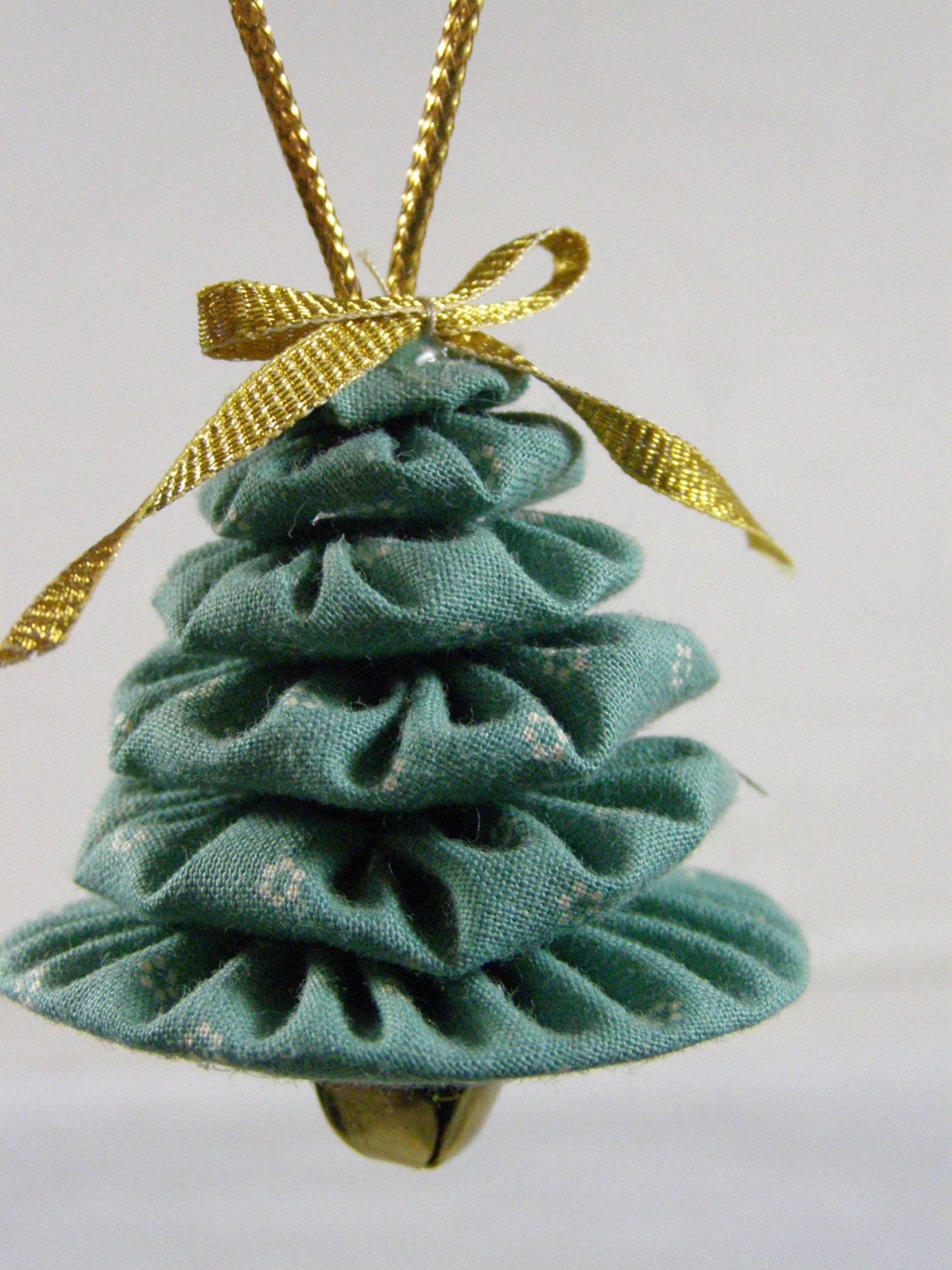 Christmas Tree Yo Yo ornaments set of 3 Teal calico prints Etsy