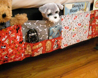 Dorm Bed Caddy 6 pocket Book/Toy Storage whimsical dogs