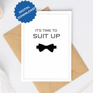 Tarjeta de propuesta para el padrino de boda: ¡Es hora de vestirse! / Invitación editable para el padrino de boda / Tarjeta de invitación para la fiesta de bodas / Descarga digital / Éxito de ventas / Despedida de soltero