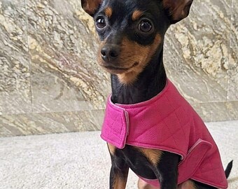 Abbigliamento rosa per cani | Giacca trapuntata per cani di piccola taglia | Gilet con chiusura in velcro per Chihuahua, Yorkshire Terrier e Pinscher | Abbigliamento invernale per cuccioli