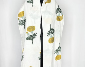 Block Print Baumwolle Schal Floral Pom Pom Boho Wrap