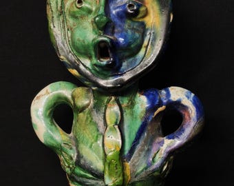 Ditto Seminara Calabria - Escultura de jarra antropomórfica en cerámica calabresa - Mayólica