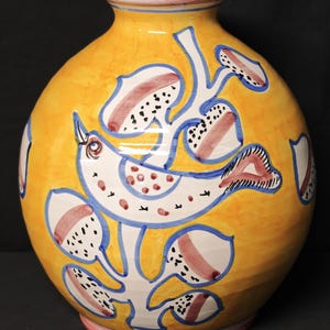 Vietri, década de 1960 – Gran jarrón de cerámica Naif Vietri – Firmado. Cerámica italiana vintage. Arte en mayólica.