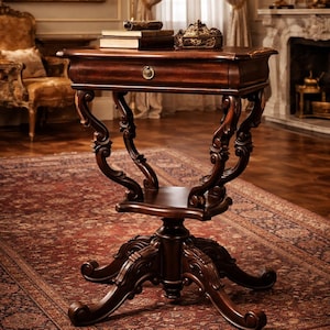 Antique Genoese coffee table – Mahogany feather desk – Louis Philippe era