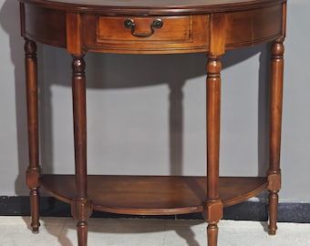 Consola de cerezo en forma de media luna – Consola de entrada vintage de los años 80
