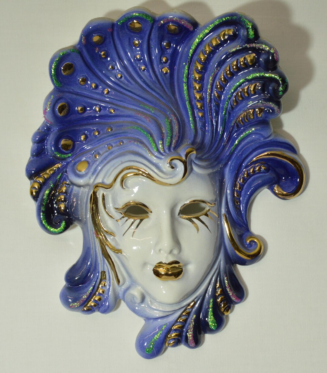 Vintage Venetian Porcelain Mask – Hand Painted Wall Decoration, 1980s ...