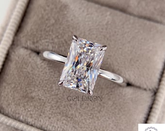 Verlobungsring mit strahlend geschliffenem, im Labor gezüchtetem Diamanten, IGI-zertifiziertes Weißgoldband