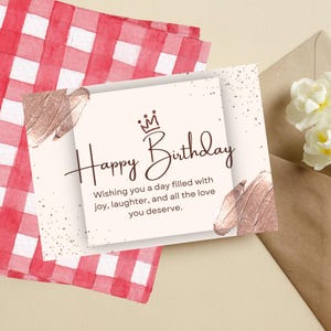 Cartão de Feliz Aniversário Rosa Brilhante