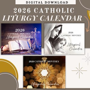 Catholic Monthly Calendar 2026 PDF, Catholic Liturgical Year Calendar,Downloadable Calendar, Liturgical Year Calendar 2026.