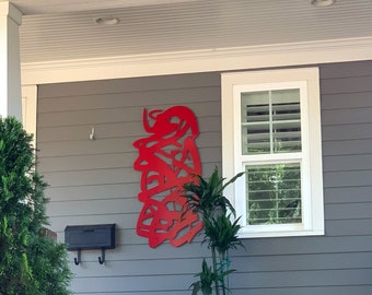 Contemporary Wall Art: Custom Ribbons No. 1 Wall Sculpture in Powder Coated Aluminum Outdoor Garden Art 35" Mini