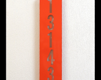 Vintage Modern Vertical Address Sign: CUSTOM Retro Vertical House Numbers in Powder Coated Aluminum