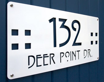 Craftsman Style House Numbers: CUSTOM Mission Style Deluxe Address Sign Powder Coated Aluminum