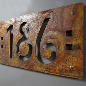 Craftsman Style House Numbers: CUSTOM Mission Style Address Sign in Rusted Steel image 1